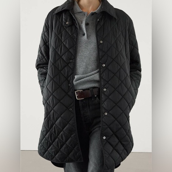 Massimo Dutti Black Quilted Jacket - Picture 2 of 7